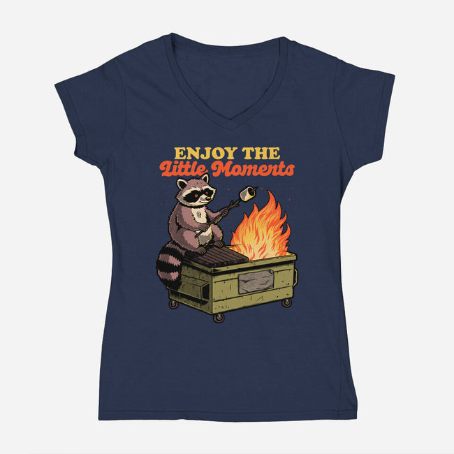 Raccoon Dumpster Fire-Womens-V-Neck-Tee-Studio Mootant