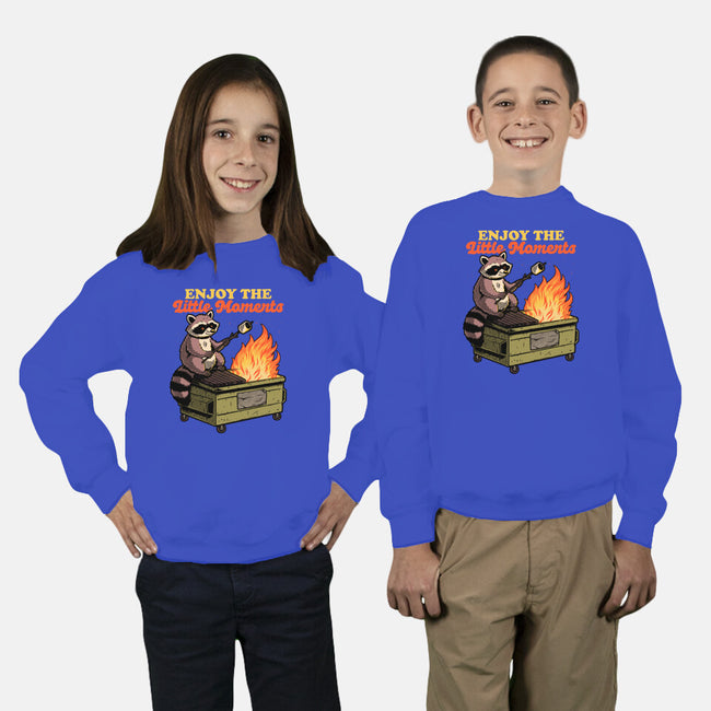 Raccoon Dumpster Fire-Youth-Crew Neck-Sweatshirt-Studio Mootant
