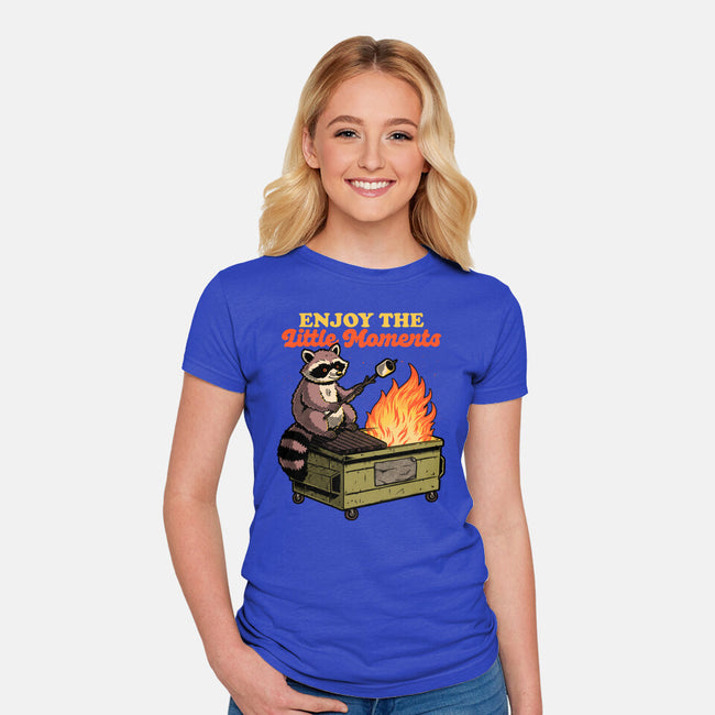 Raccoon Dumpster Fire-Womens-Fitted-Tee-Studio Mootant