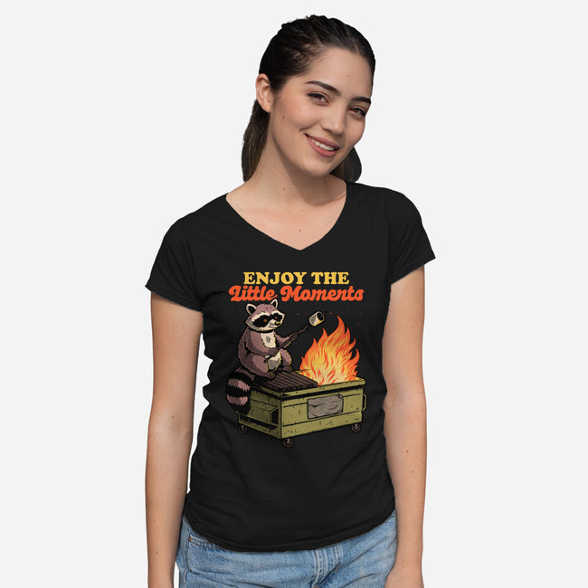 Raccoon Dumpster Fire-Womens-V-Neck-Tee-Studio Mootant