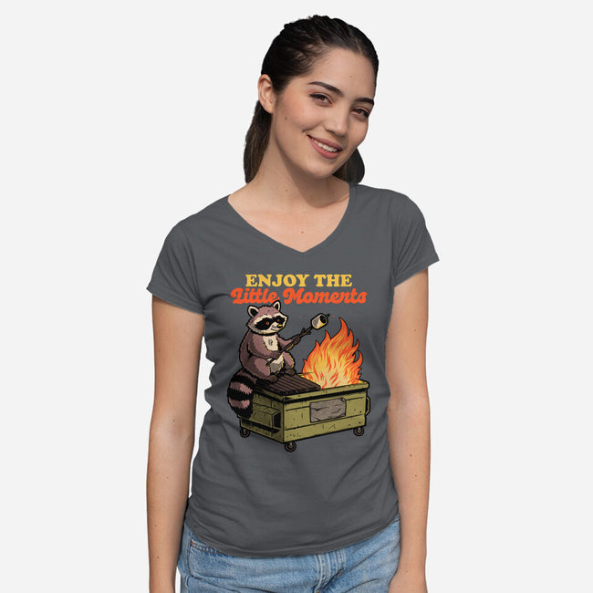 Raccoon Dumpster Fire-Womens-V-Neck-Tee-Studio Mootant