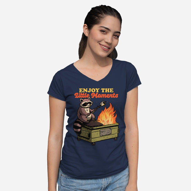 Raccoon Dumpster Fire-Womens-V-Neck-Tee-Studio Mootant