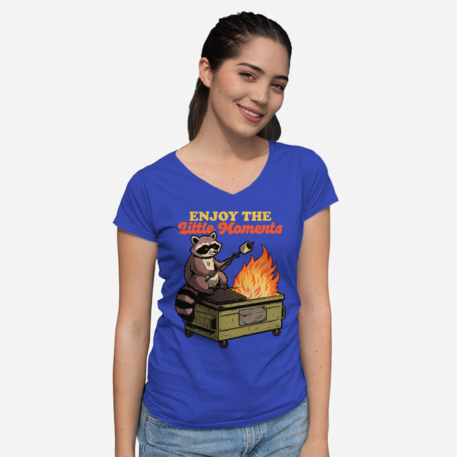 Raccoon Dumpster Fire-Womens-V-Neck-Tee-Studio Mootant
