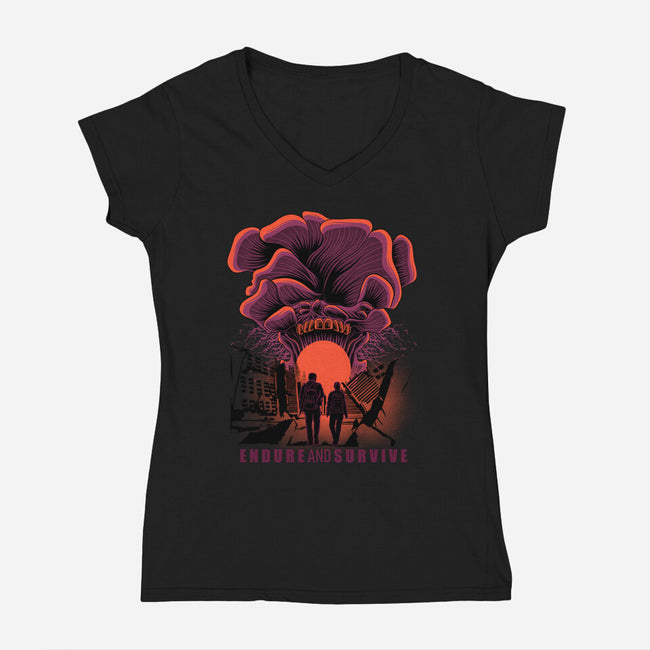 We Have To Endure And Survive-Womens-V-Neck-Tee-rmatix