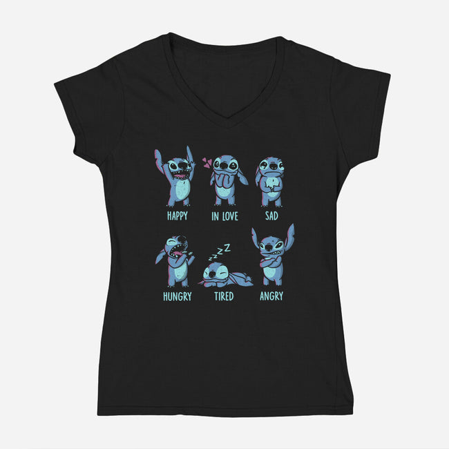 Stitch Emotions-Womens-V-Neck-Tee-yumie