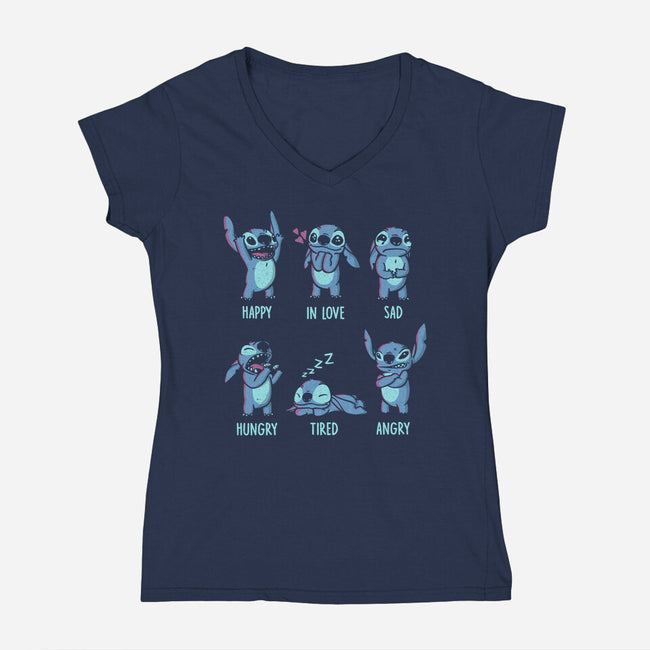 Stitch Emotions-Womens-V-Neck-Tee-yumie