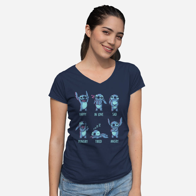 Stitch Emotions-Womens-V-Neck-Tee-yumie