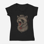 Metal Raccoon-Womens-V-Neck-Tee-eduely