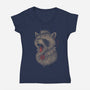 Metal Raccoon-Womens-V-Neck-Tee-eduely