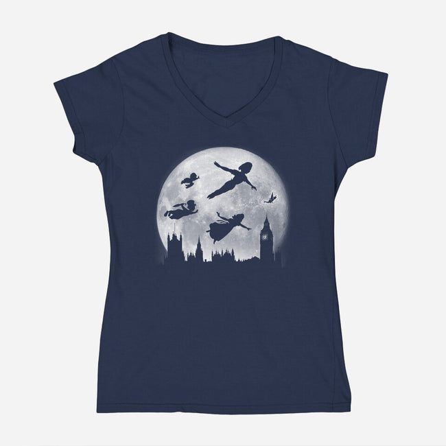 Full Moon Over London-Womens-V-Neck-Tee-DrMonekers