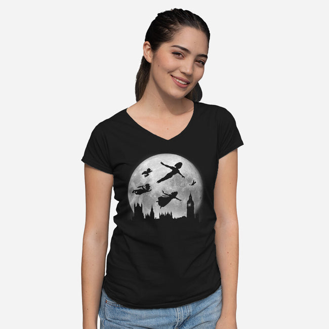 Full Moon Over London-Womens-V-Neck-Tee-DrMonekers