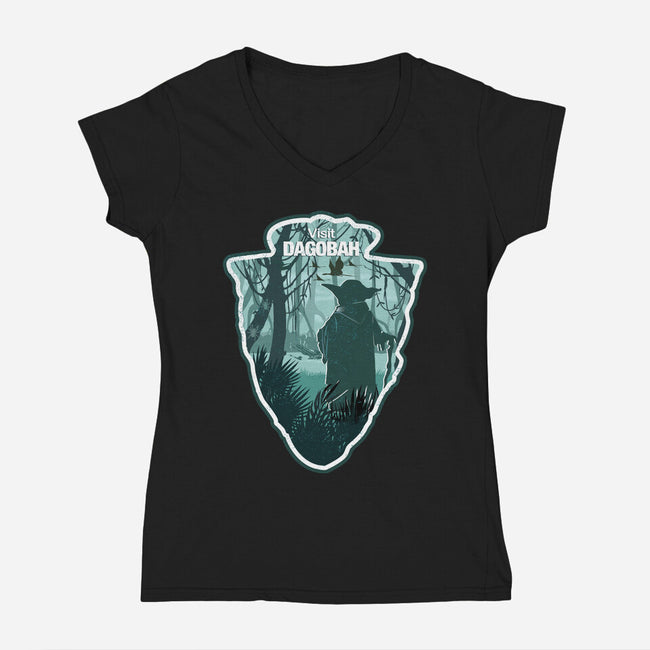 Visit Dagobah-Womens-V-Neck-Tee-palmstreet