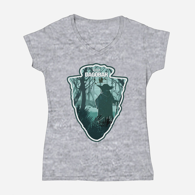 Visit Dagobah-Womens-V-Neck-Tee-palmstreet