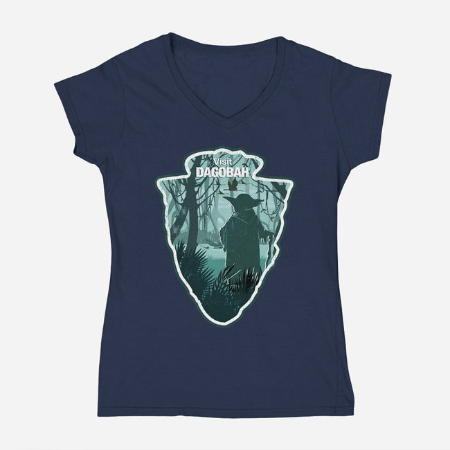 Visit Dagobah-Womens-V-Neck-Tee-palmstreet