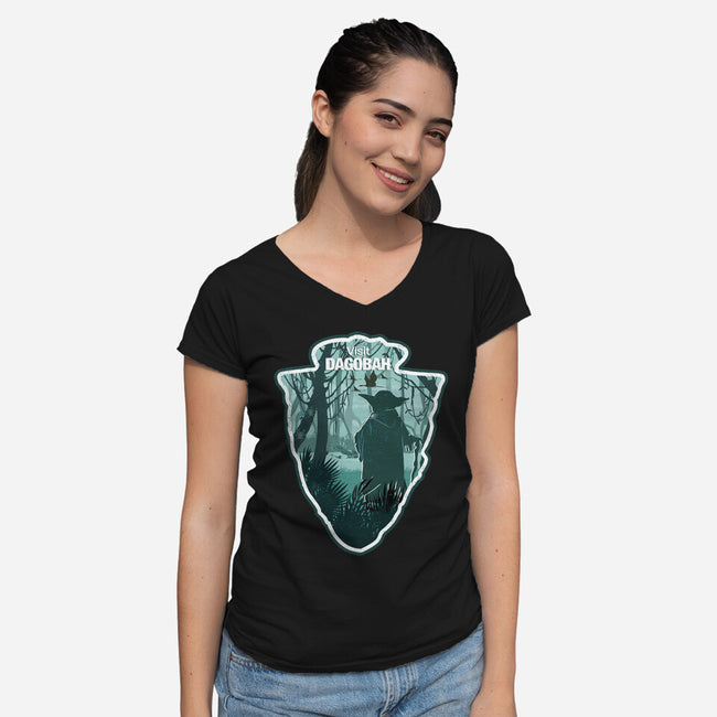 Visit Dagobah-Womens-V-Neck-Tee-palmstreet