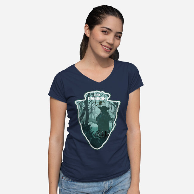 Visit Dagobah-Womens-V-Neck-Tee-palmstreet