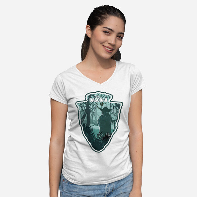 Visit Dagobah-Womens-V-Neck-Tee-palmstreet