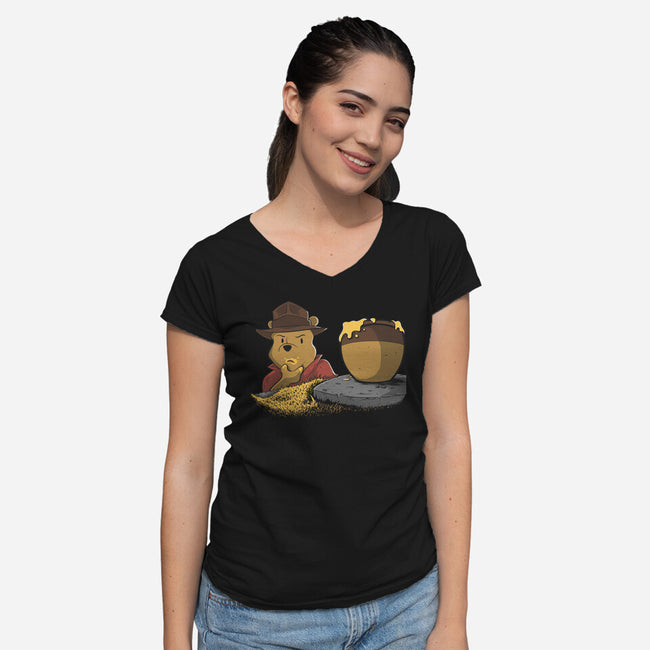 Raider Of The Bad Honey-Womens-V-Neck-Tee-Betmac