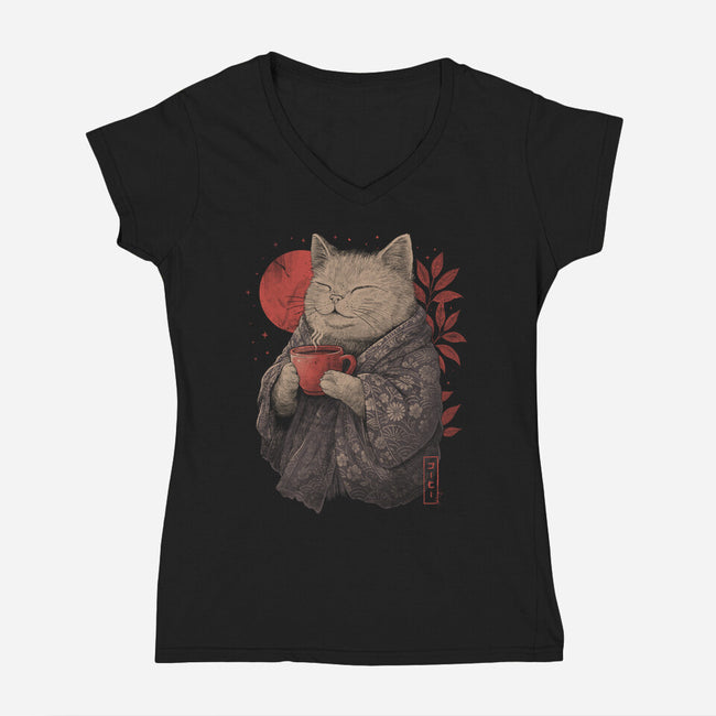 The Purrfect Brew-Womens-V-Neck-Tee-eduely
