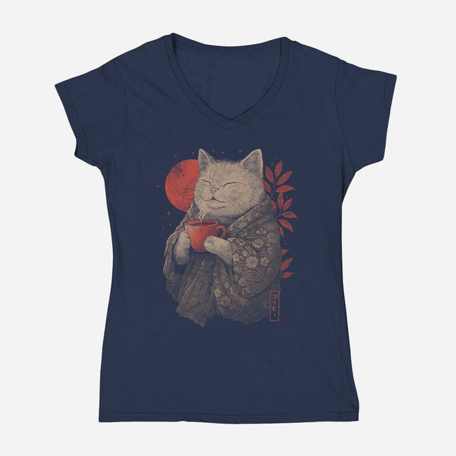 The Purrfect Brew-Womens-V-Neck-Tee-eduely