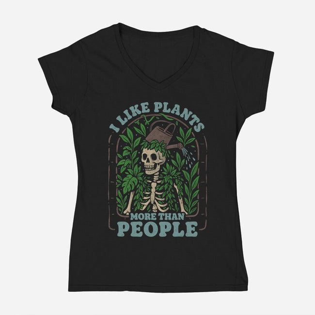 I Like Plants More Than People-Womens-V-Neck-Tee-eduely