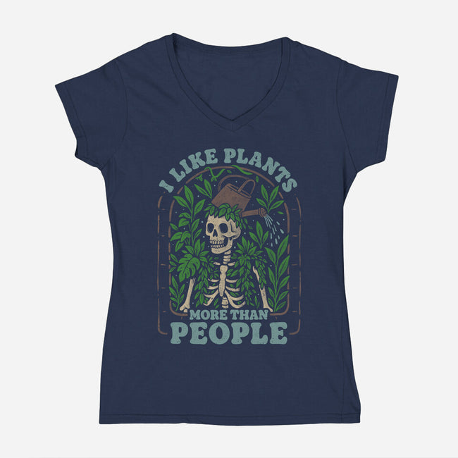 I Like Plants More Than People-Womens-V-Neck-Tee-eduely