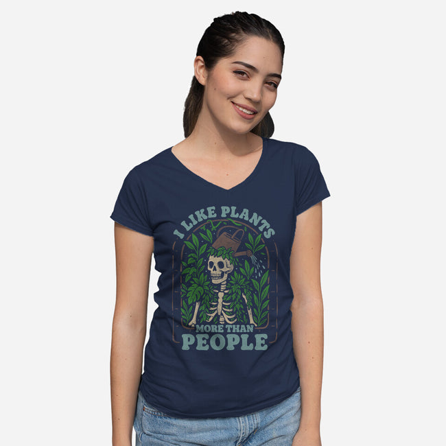 I Like Plants More Than People-Womens-V-Neck-Tee-eduely