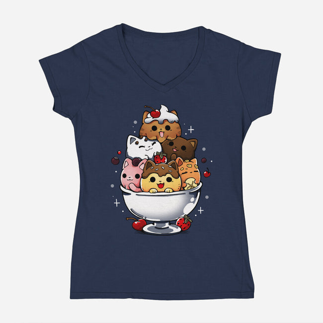 Ice Cream Kittens-Womens-V-Neck-Tee-Vallina84