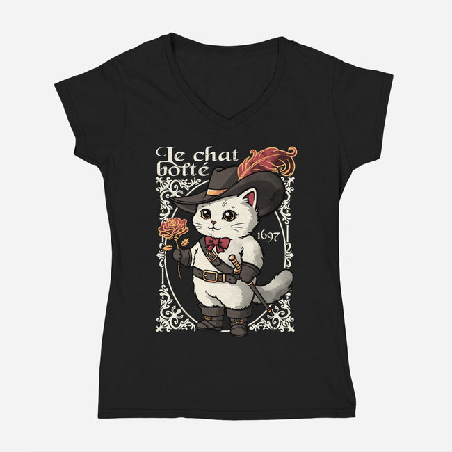 Puss In Boots Tale-Womens-V-Neck-Tee-NemiMakeit