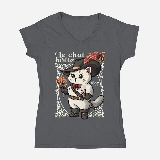 Puss In Boots Tale-Womens-V-Neck-Tee-NemiMakeit