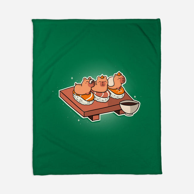 Capybara Sushi-None-Fleece-Blanket-Freecheese
