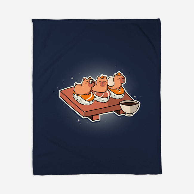 Capybara Sushi-None-Fleece-Blanket-Freecheese