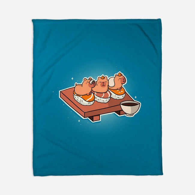 Capybara Sushi-None-Fleece-Blanket-Freecheese