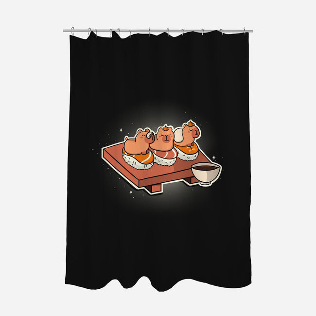 Capybara Sushi-None-Polyester-Shower Curtain-Freecheese