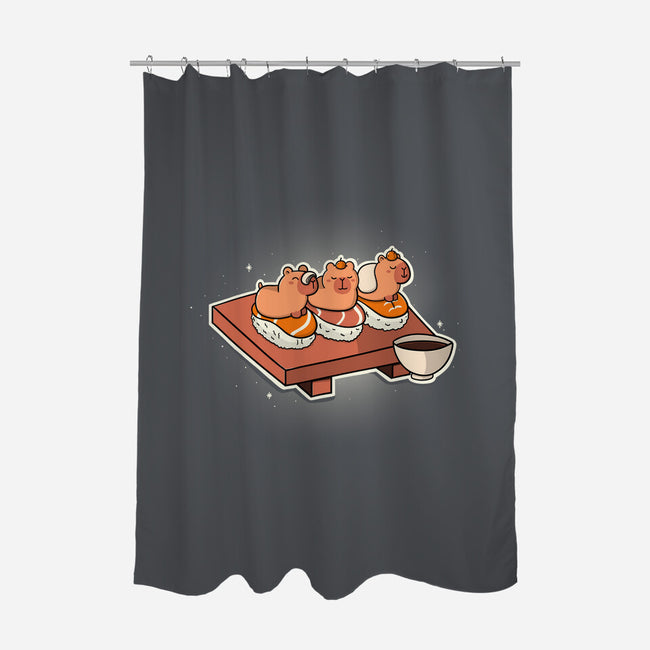 Capybara Sushi-None-Polyester-Shower Curtain-Freecheese