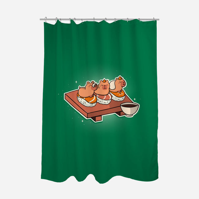 Capybara Sushi-None-Polyester-Shower Curtain-Freecheese