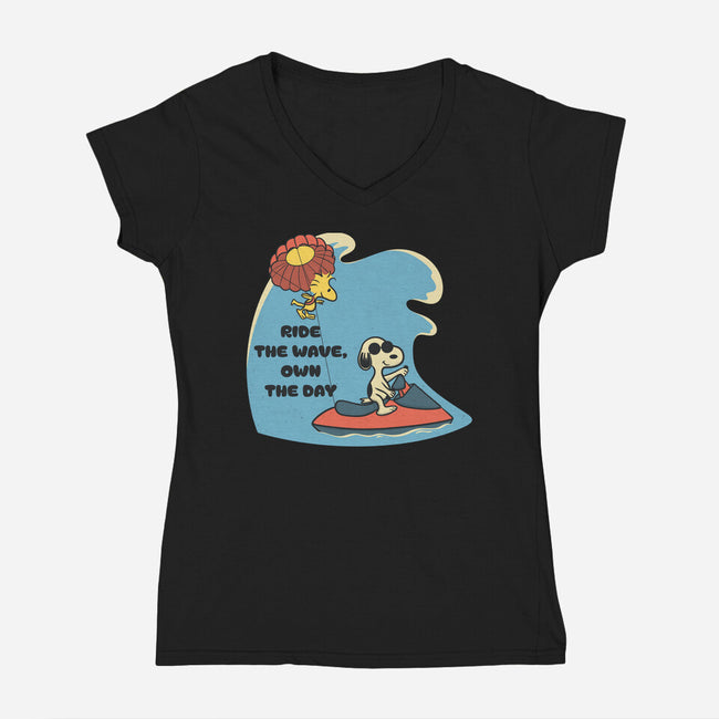 Ride The Wave-Womens-V-Neck-Tee-Claudia