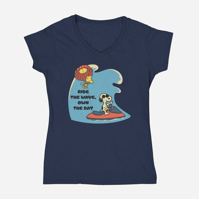 Ride The Wave-Womens-V-Neck-Tee-Claudia