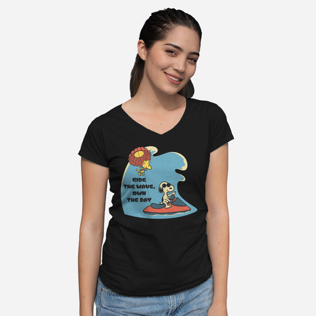 Ride The Wave-Womens-V-Neck-Tee-Claudia
