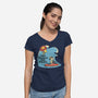 Ride The Wave-Womens-V-Neck-Tee-Claudia