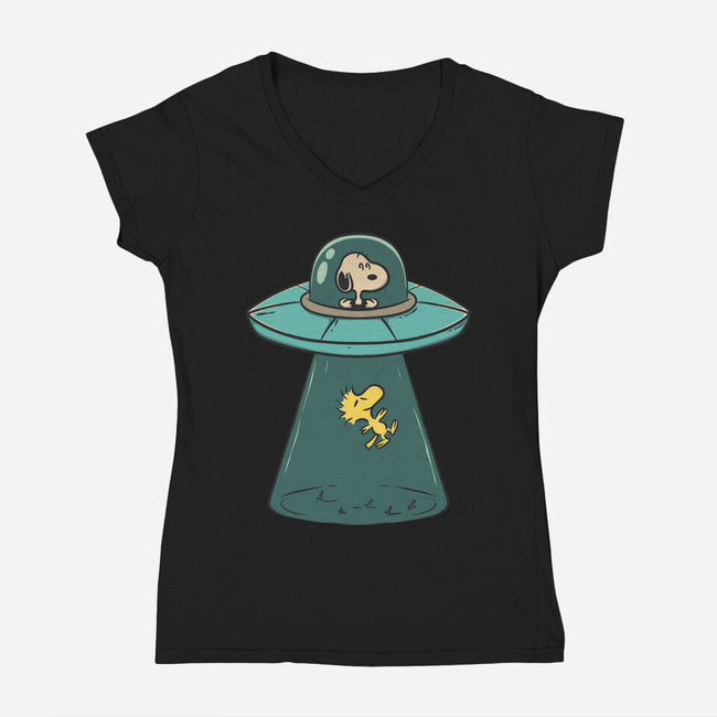 Alien Dog-Womens-V-Neck-Tee-Claudia