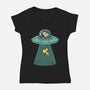 Alien Dog-Womens-V-Neck-Tee-Claudia