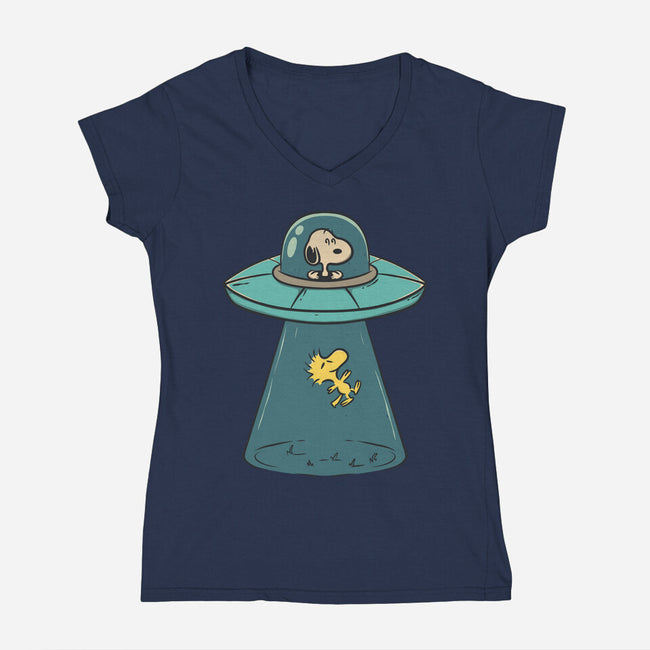 Alien Dog-Womens-V-Neck-Tee-Claudia