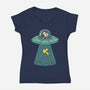 Alien Dog-Womens-V-Neck-Tee-Claudia