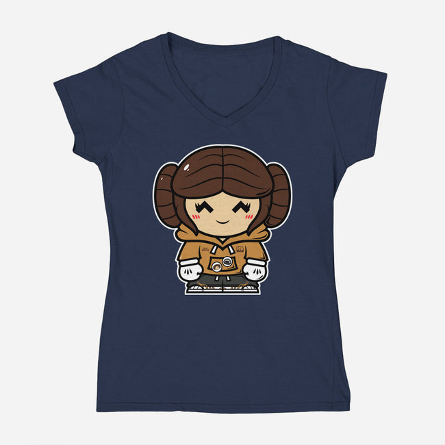 Just Smol Ms Leia-Womens-V-Neck-Tee-krisren28