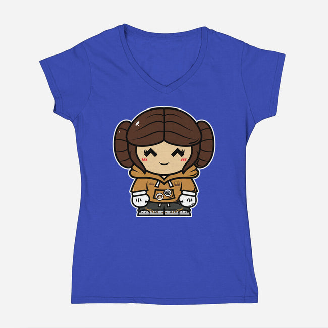 Just Smol Ms Leia-Womens-V-Neck-Tee-krisren28