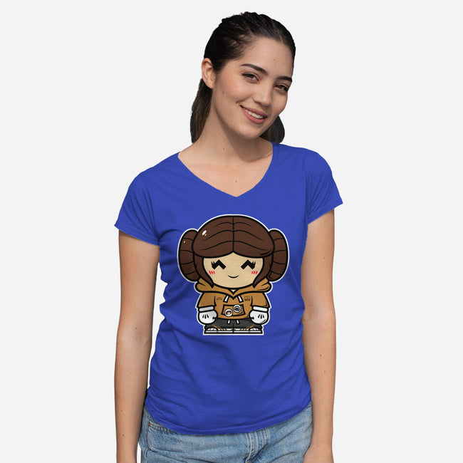 Just Smol Ms Leia-Womens-V-Neck-Tee-krisren28