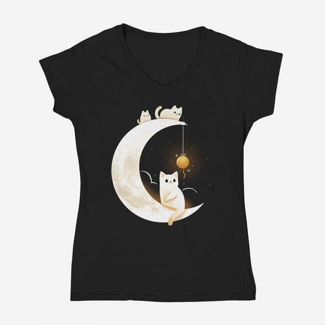 Kitten Moon-Womens-V-Neck-Tee-Vallina84