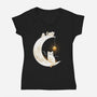 Kitten Moon-Womens-V-Neck-Tee-Vallina84