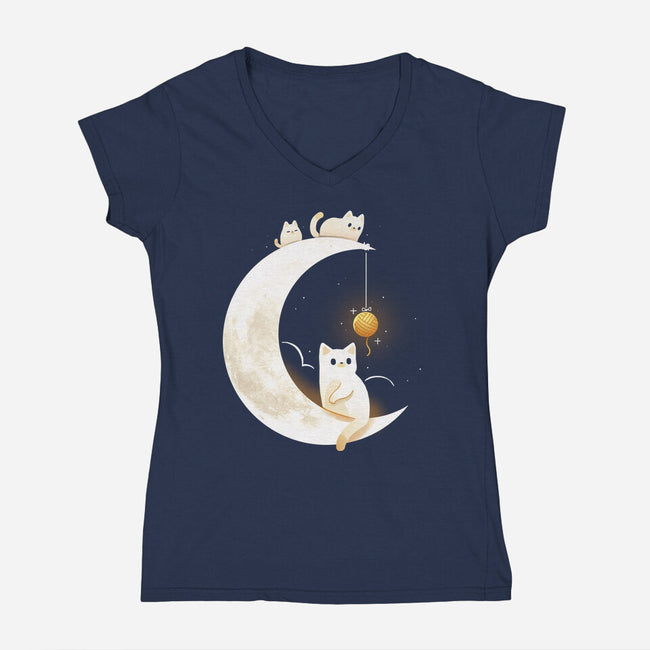 Kitten Moon-Womens-V-Neck-Tee-Vallina84